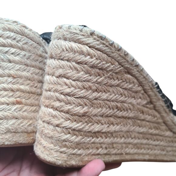 Marc Fisher Andira Black Tie Up Platform Espadrille Wedge Sandal 11M - Picture 12 of 16